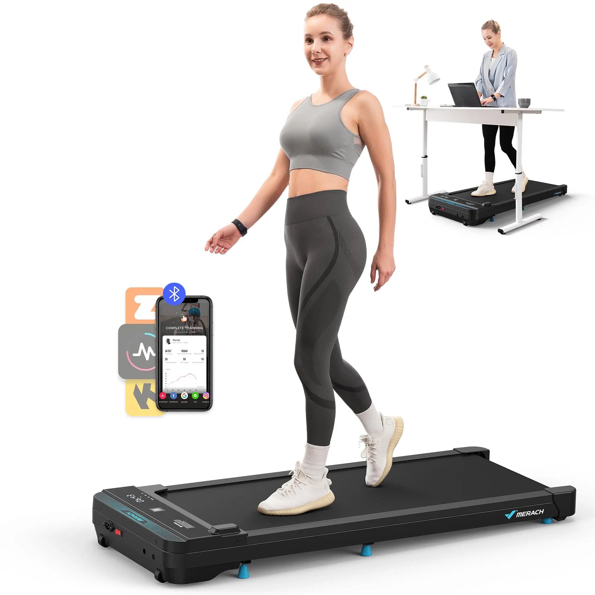 MERACH Small Under Desk Walking Treadmill
