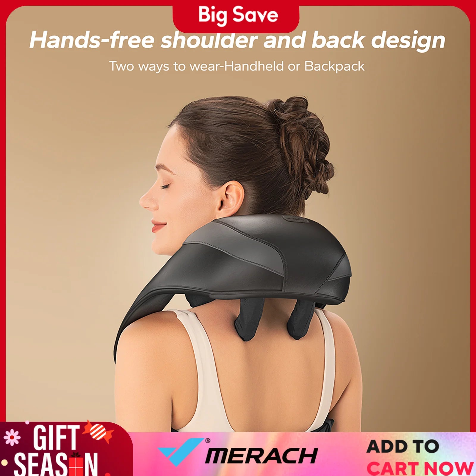 MERACH Cordless Neck & Shoulder Massager with Heat
