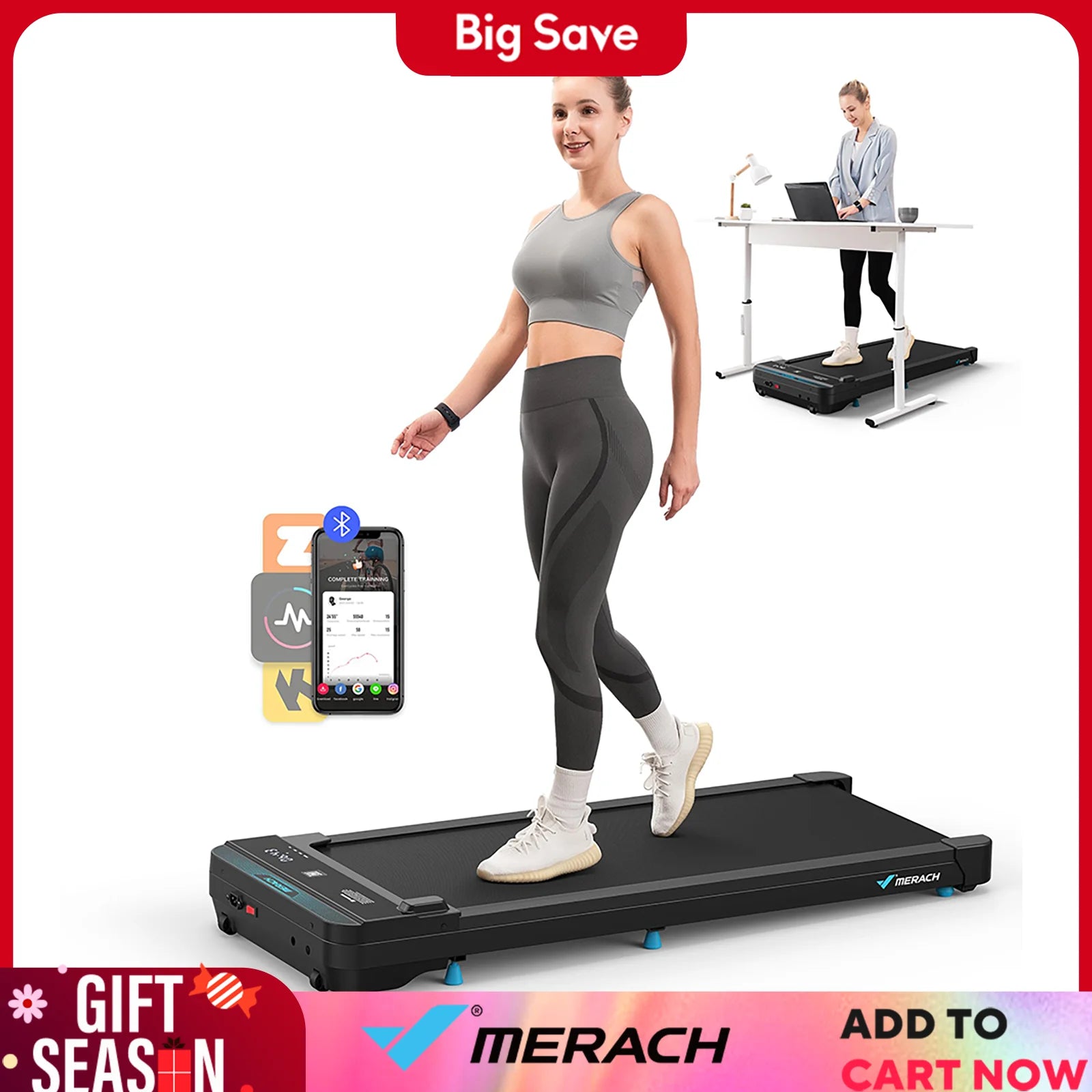 MERACH Small Under Desk Walking Treadmill