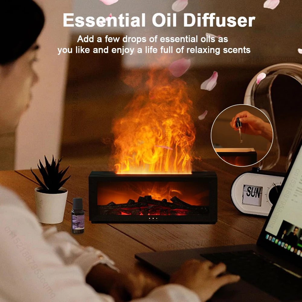 Automatic Air Humidifier & Essential Oil Diffuser with Flame Effect