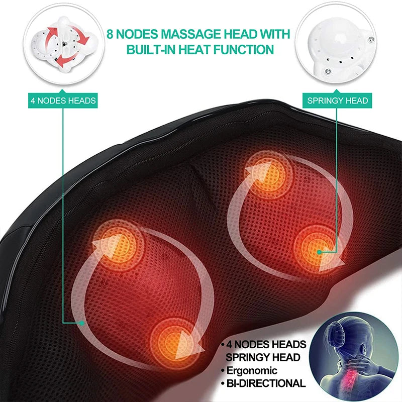 Shiatsu Heated Neck & Shoulder Massager Pillow