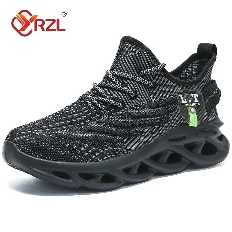 YRZL Men & Women Black Breathable Running Sneakers