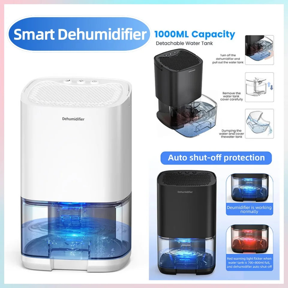 Portable Air Dehumidifier & Moisture Absorber with EU/US Plug