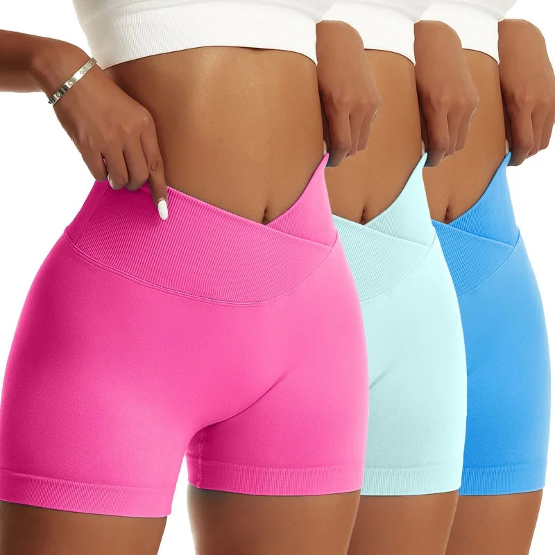 3-Piece Women’s High Waist Peach Hip Sports Shorts