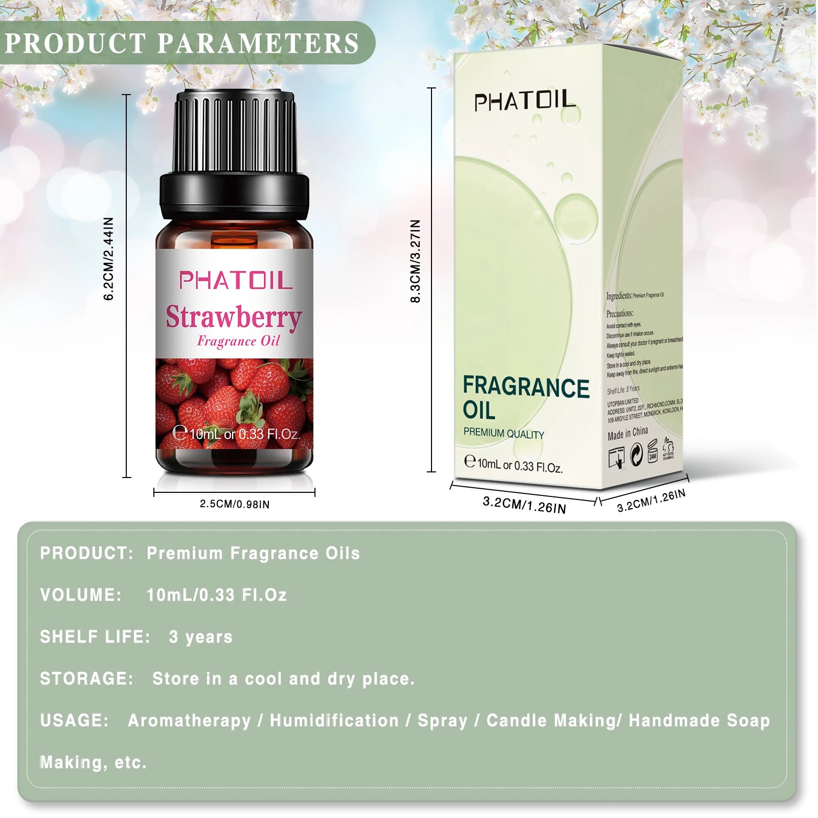 PHATOIL 10ml Fruit Fragrance Oil for Soap & Candle Making