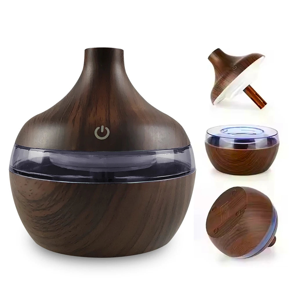 Portable USB Humidifier & Aromatherapy Diffuser with 7-Color LED – 300ml