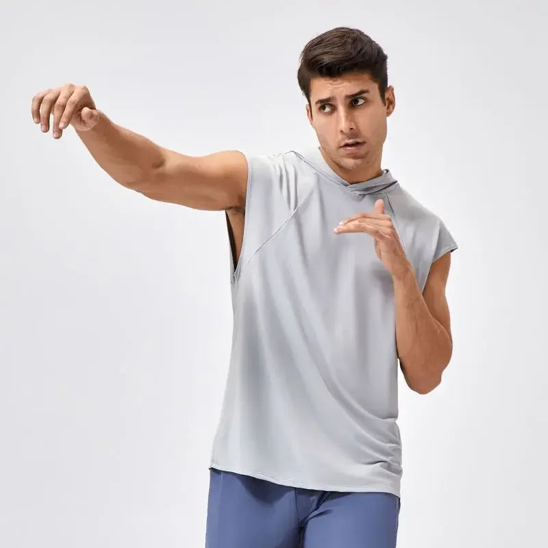 Men’s Quick-Dry Hooded Fitness Tank Top