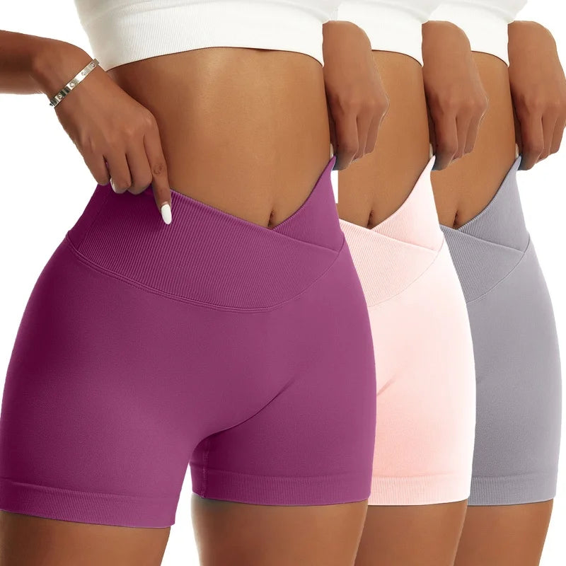 3-Piece Women’s High Waist Peach Hip Sports Shorts