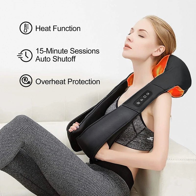 Shiatsu Heated Neck & Shoulder Massager Pillow