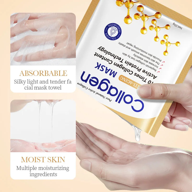 10pcs Anti-Wrinkle Collagen Face Masks