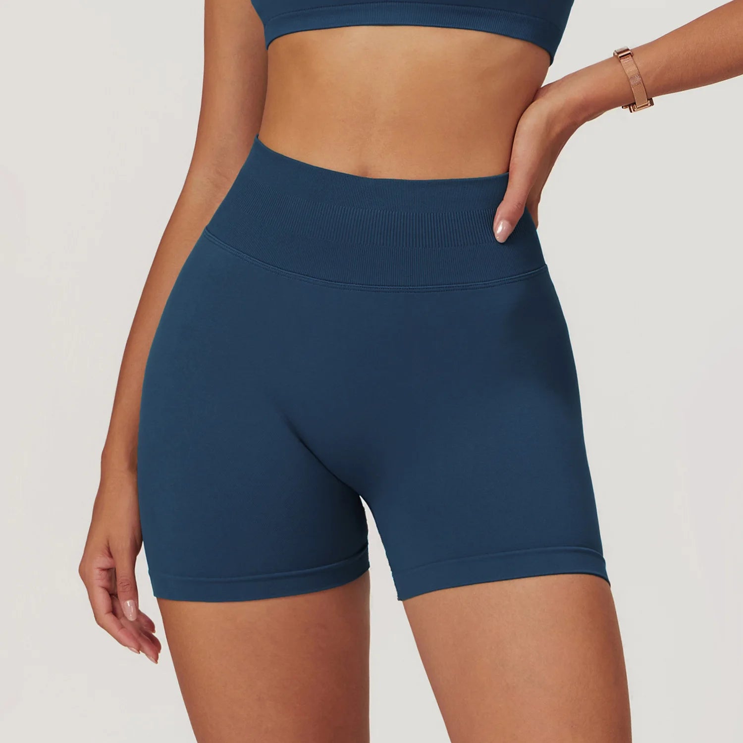 Women’s Ribbed High Waist Push-Up Yoga Shorts