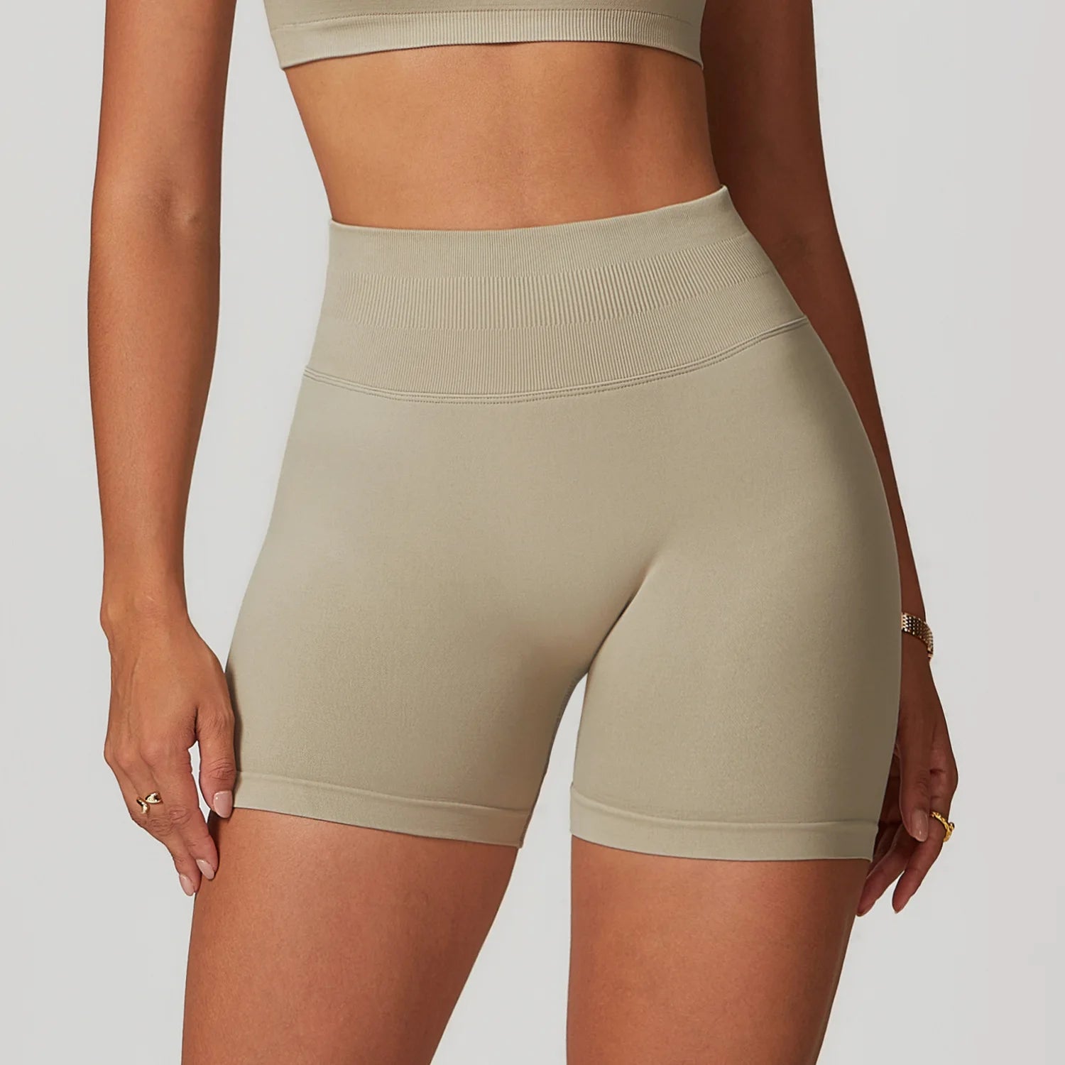 Women’s Ribbed High Waist Push-Up Yoga Shorts