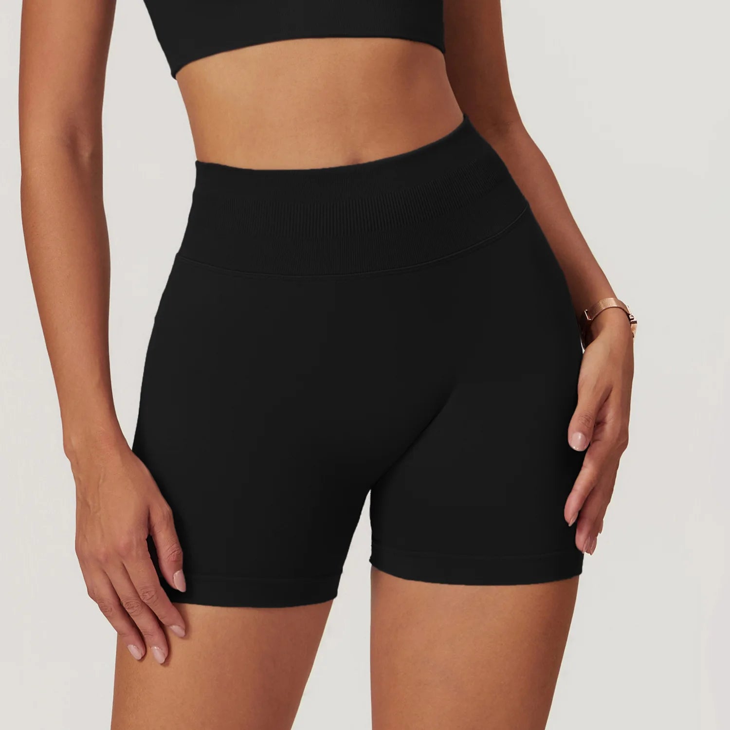 Women’s Ribbed High Waist Push-Up Yoga Shorts