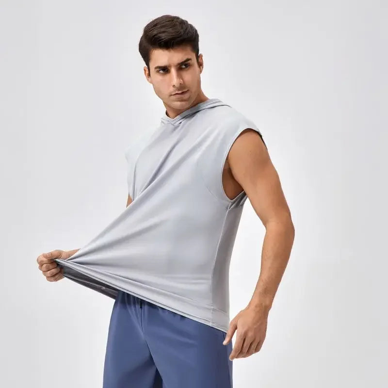 Men’s Quick-Dry Hooded Fitness Tank Top