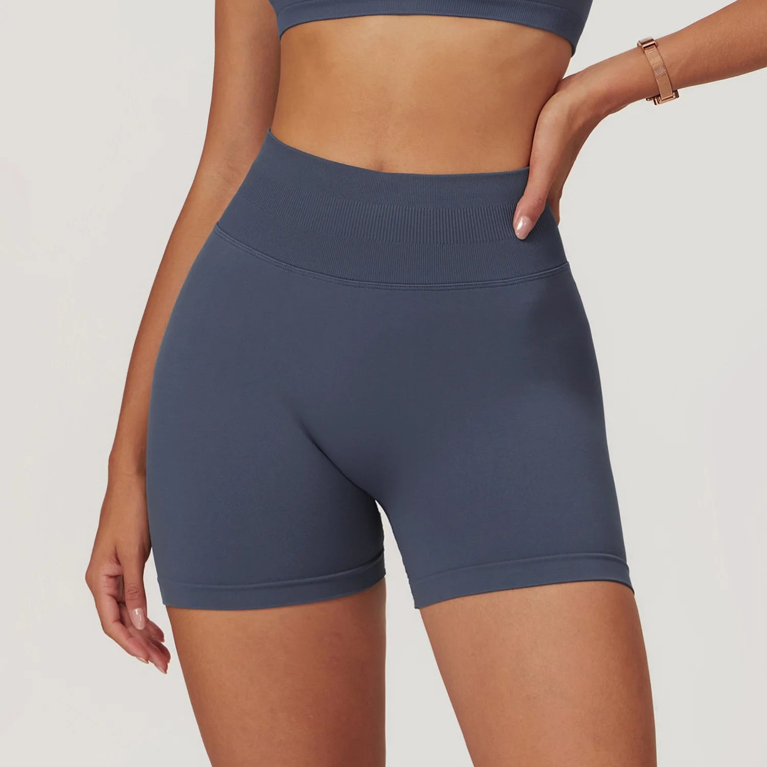 Women’s Ribbed High Waist Push-Up Yoga Shorts