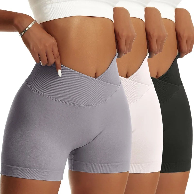 3-Piece Women’s High Waist Peach Hip Sports Shorts