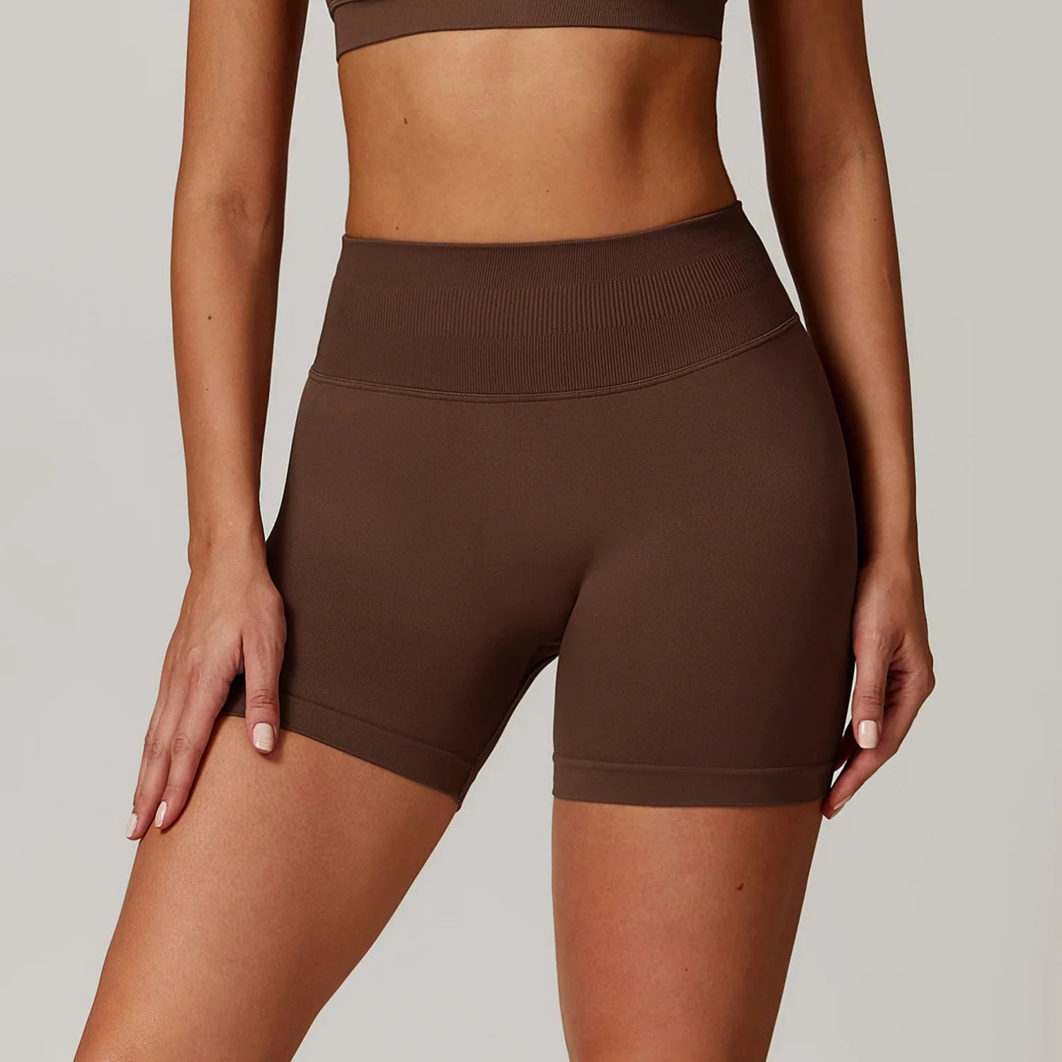 Women’s Ribbed High Waist Push-Up Yoga Shorts