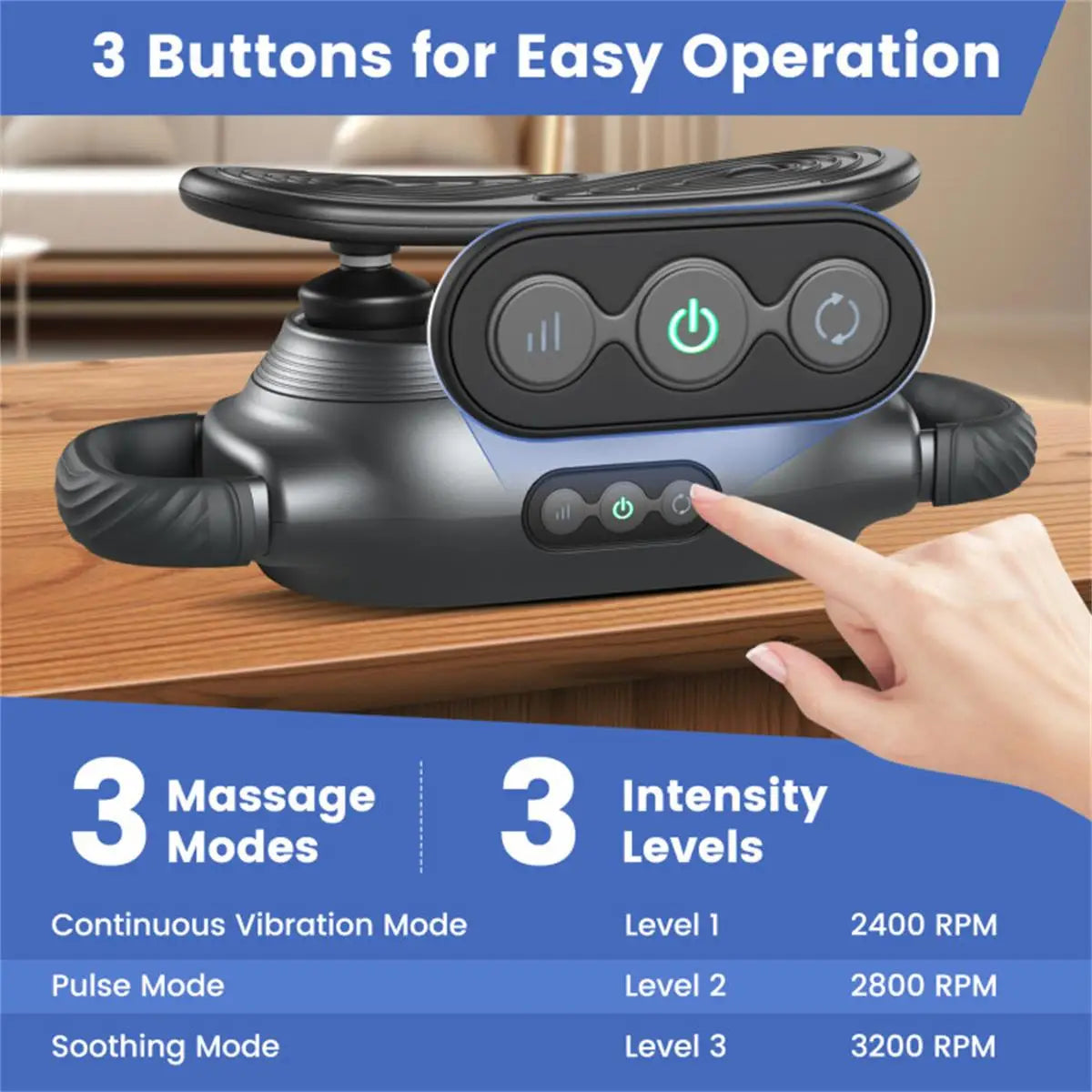 Electric Massager with 3 Heads & Modes