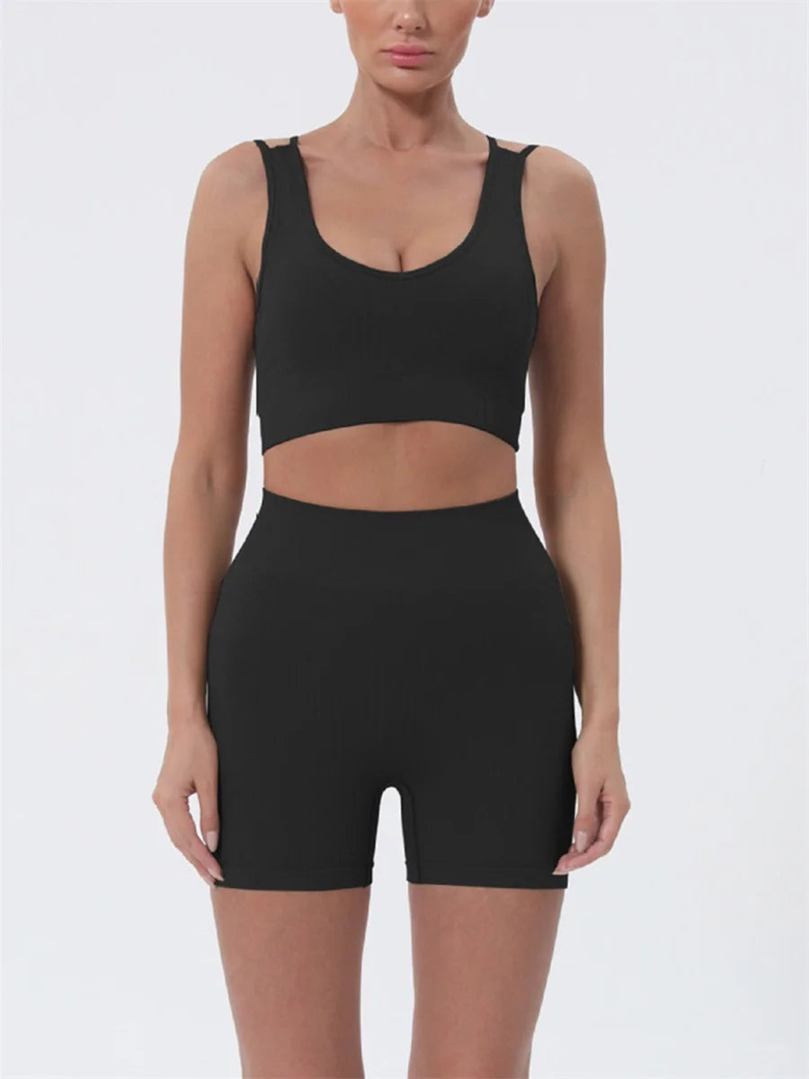 Women’s Summer 2-Piece Crop Top & High Waist Shorts Set