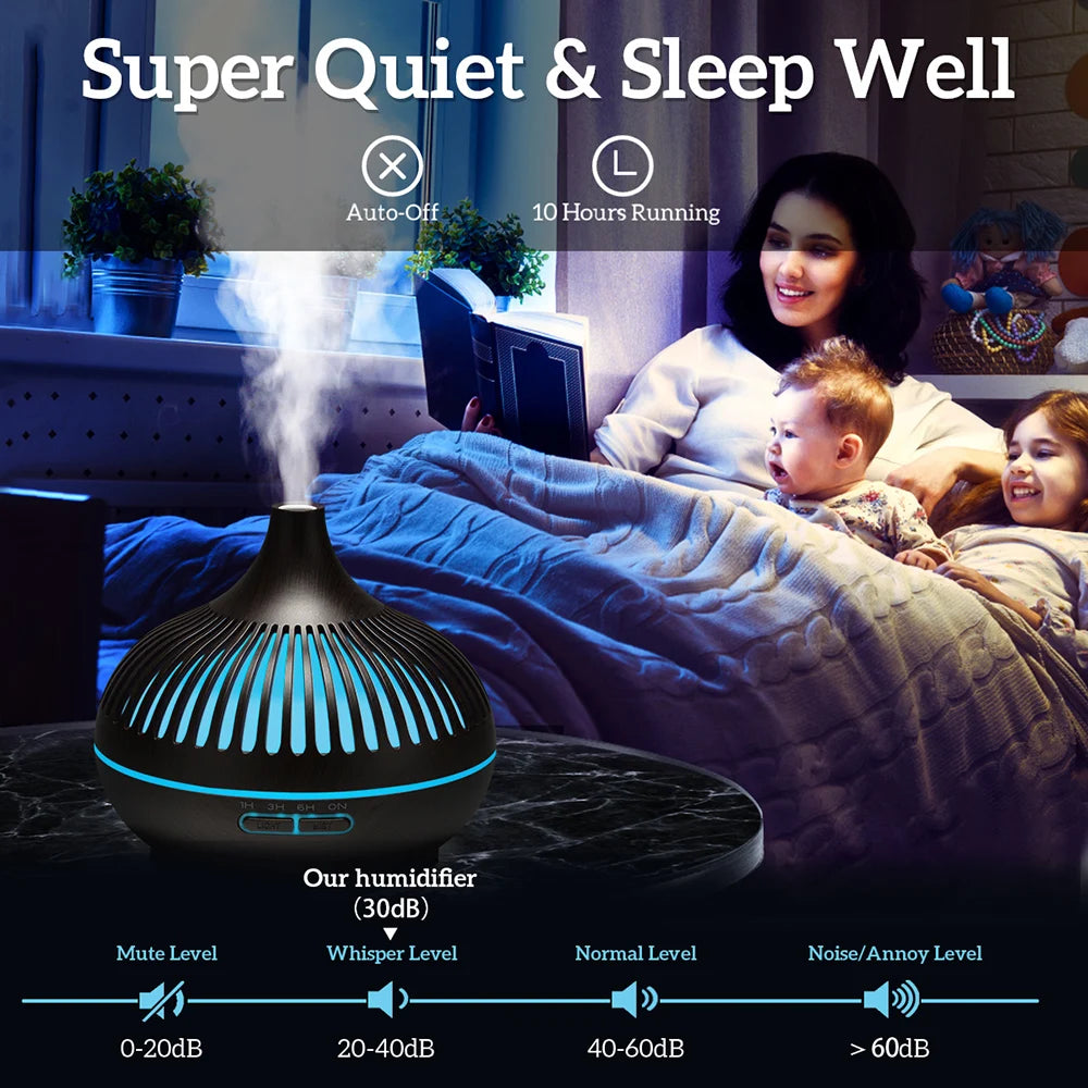 500ml Wood Grain Ultrasonic Essential Oil Diffuser with Remote & LED