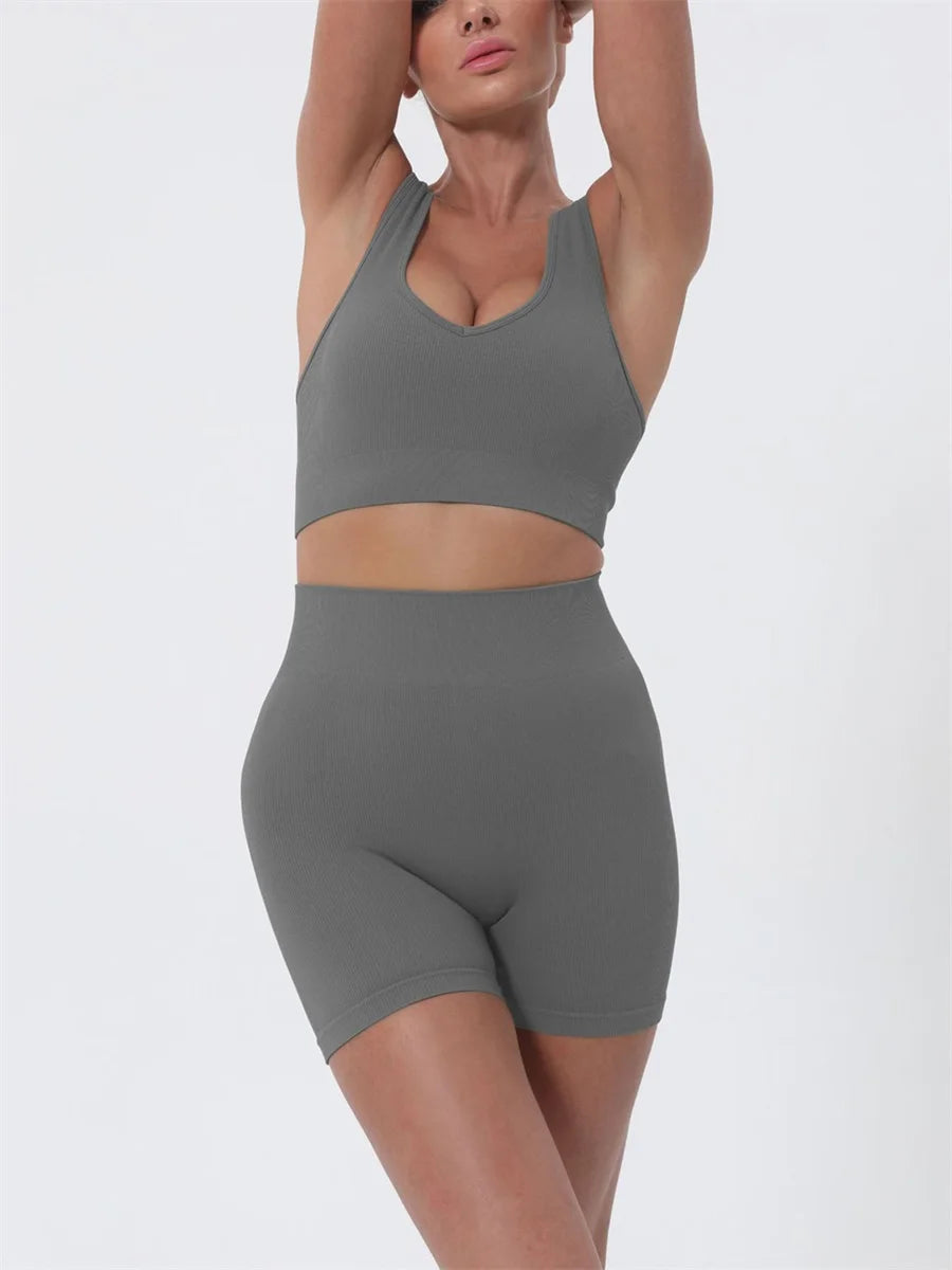 Women’s Summer 2-Piece Crop Top & High Waist Shorts Set