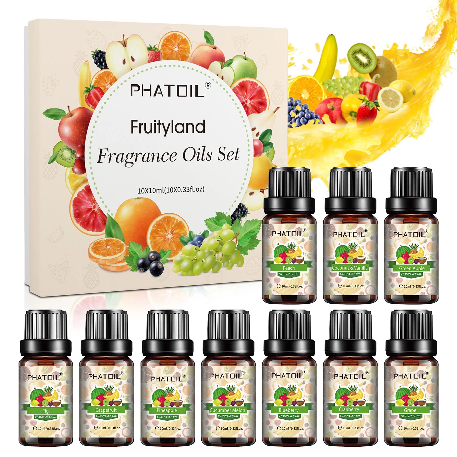PHATOIL 10ml Fruit Fragrance Oil for Soap & Candle Making