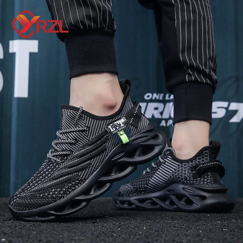 YRZL Men & Women Black Breathable Running Sneakers