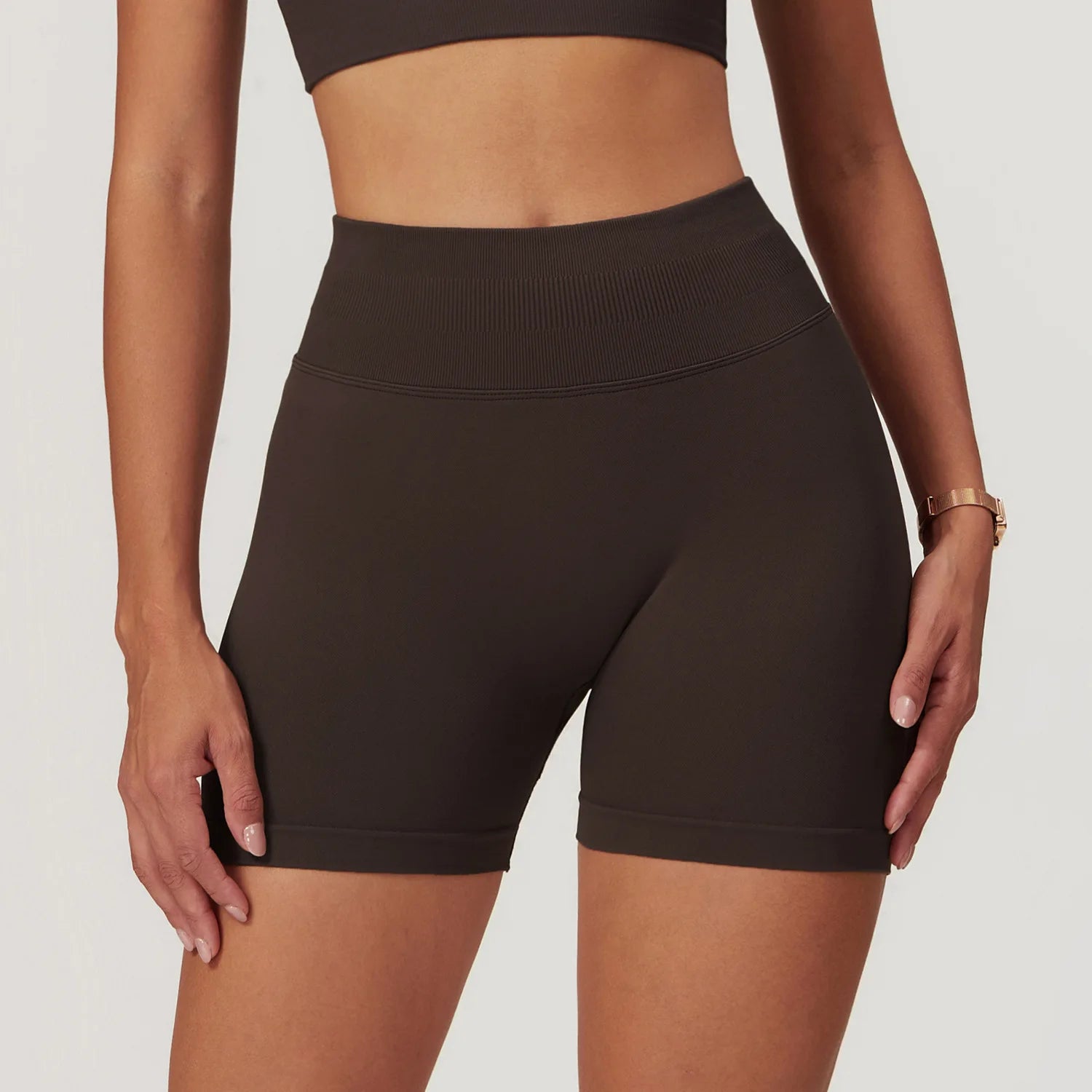 Women’s Ribbed High Waist Push-Up Yoga Shorts