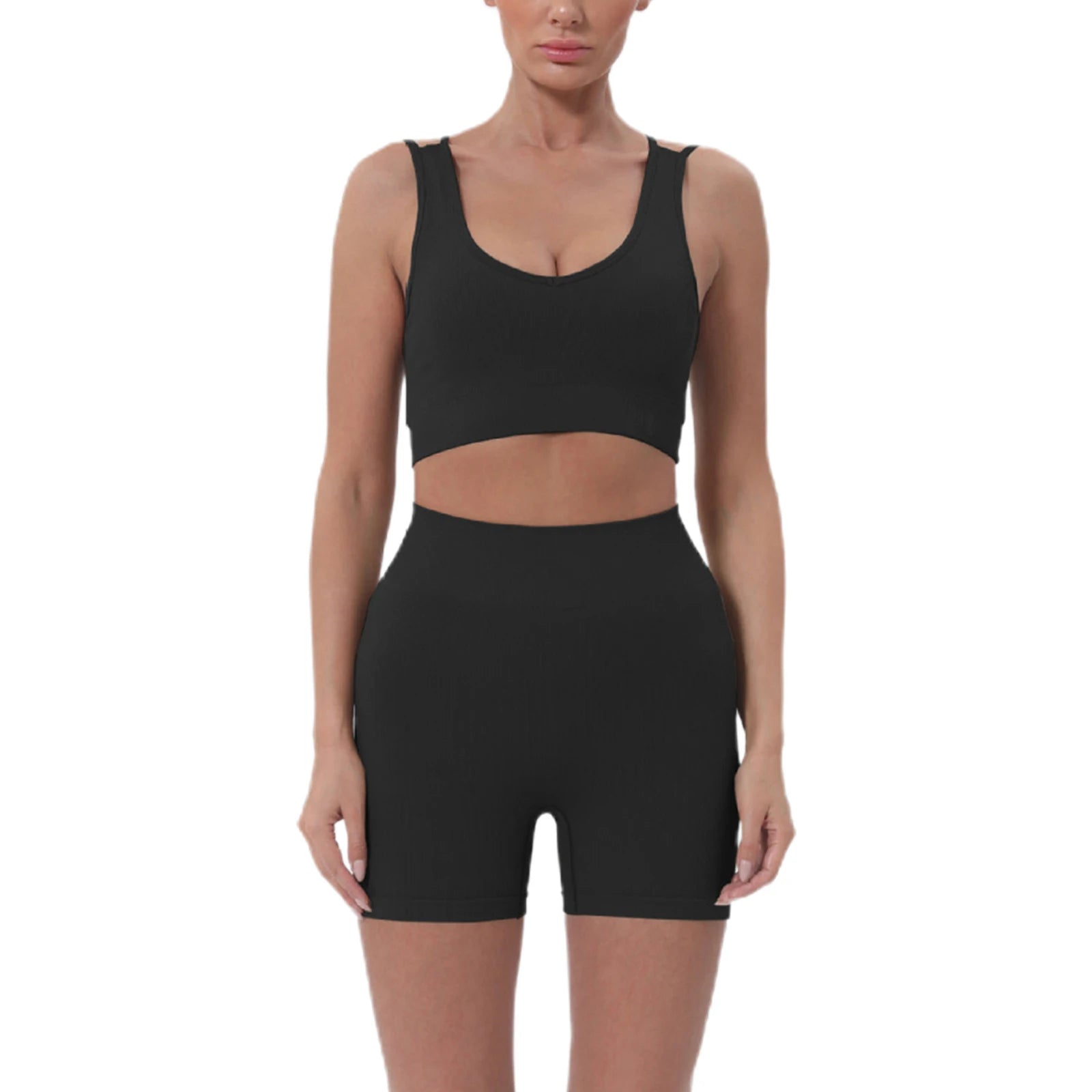 Women’s Summer 2-Piece Crop Top & High Waist Shorts Set