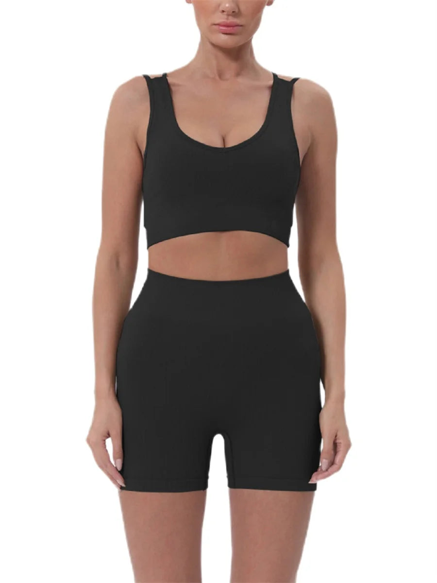 Women’s Summer 2-Piece Crop Top & High Waist Shorts Set